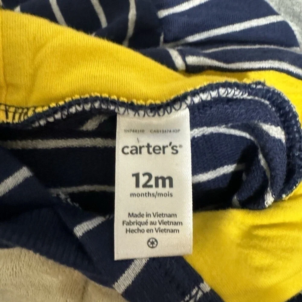 Carter's NWT Size 12 Months Multi-Color w/Stripes Short Sleeve Hooded One-Piece